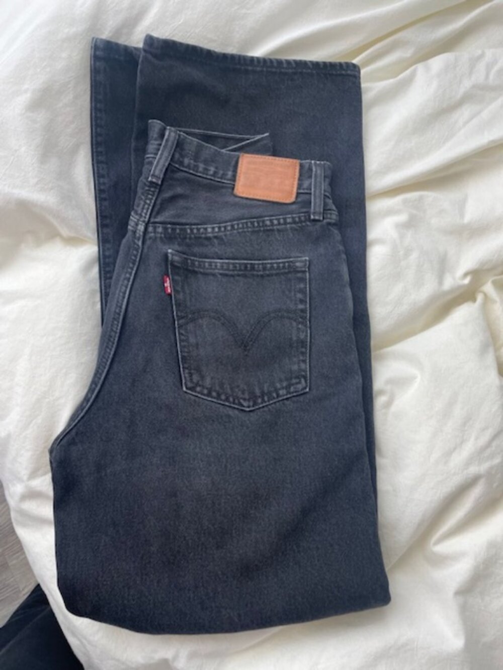 Levis Premium Ribcage Wide Leg Jeans Womens 27 Washed Black High Rise Grunge